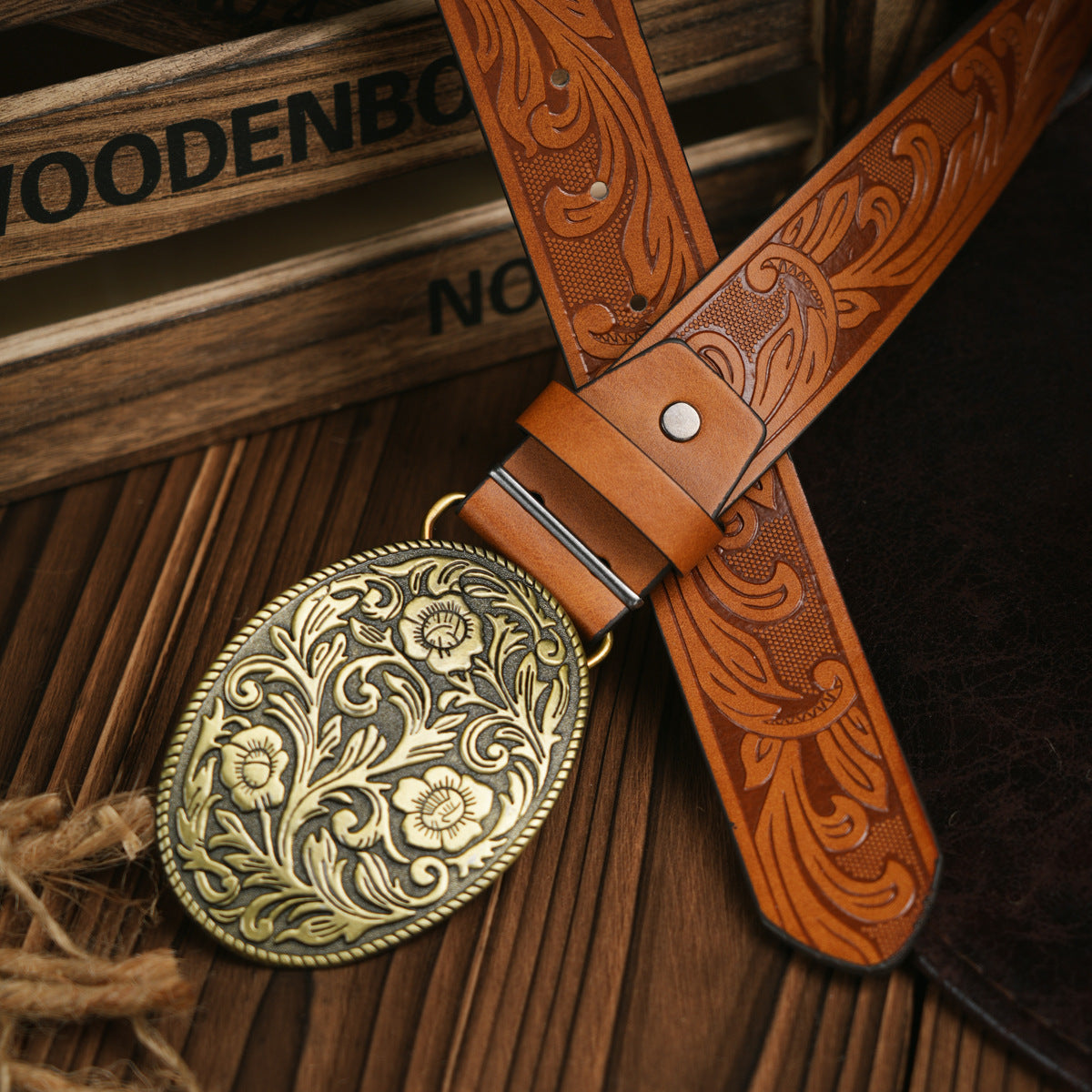 Western riem heren vegan leder in bruin