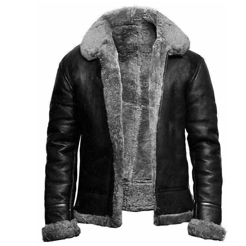 Elegante leren winterjas voor heren met tijdloze stijl en behaaglijke warmte | Jace