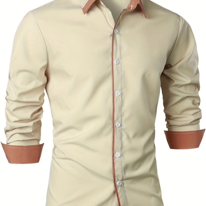 Casual heren overhemd lange mouwen in khaki