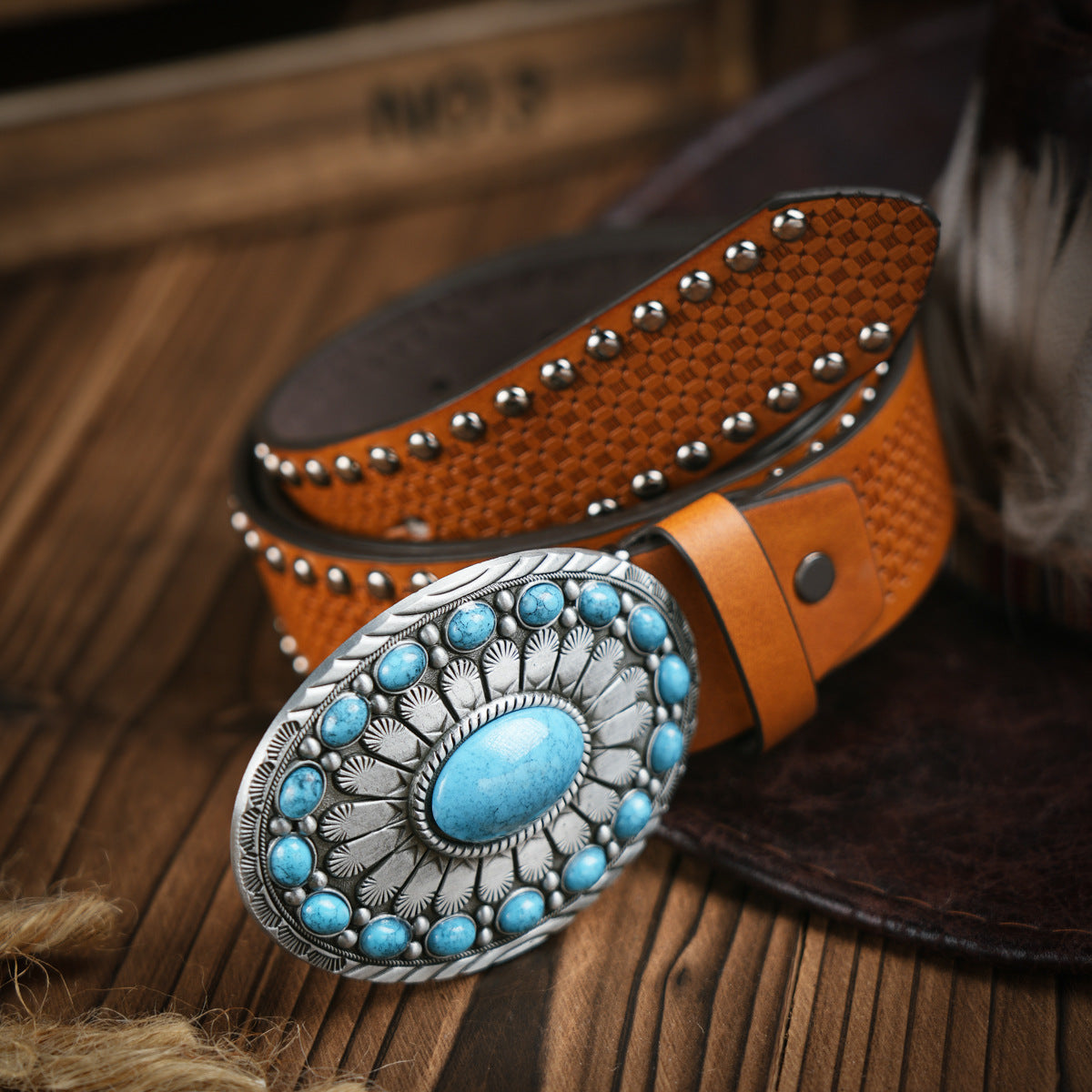 Western riem heren vegan leder in bruin-1
