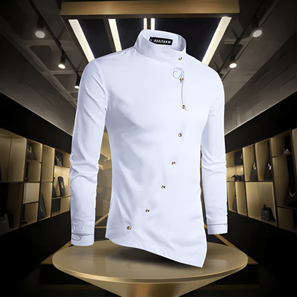 Heren Overhemd | Lange Mouwen & Geborduurde Details | Casual kleding