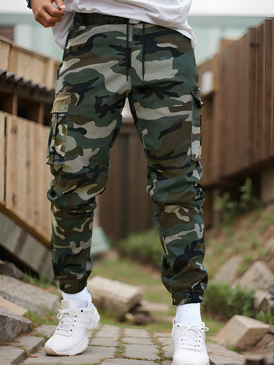 Heren Cargo Broek | Camouflageprint | Trekkoord Taille |