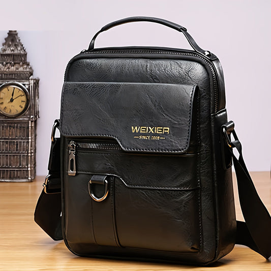 Heren Schoudertas | Vintage Crossbody | Meerdere Vakken | Verstelbare Band