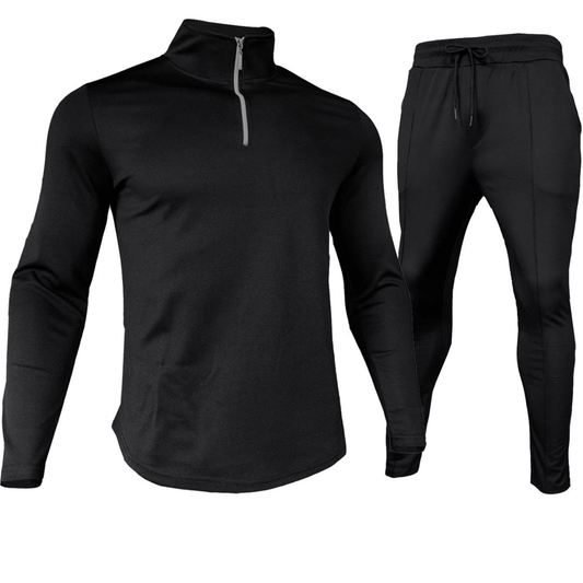 Heren Trainingspak | 2-Delige Set met Kwart Rits | Effen Pullover & Joggingbroek | Sportief & Casual