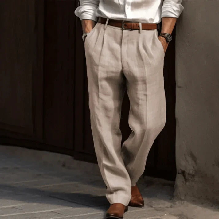 Casual heren broek rechte pijp in beige