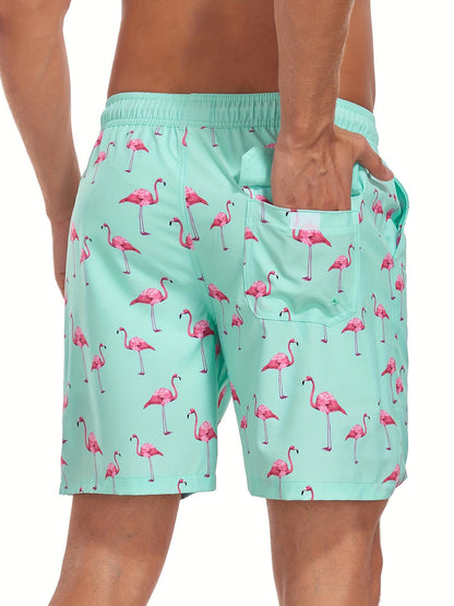 Heren zwembroek | Hawaiian & Flamingo Print | Sneldrogend & Met Koord