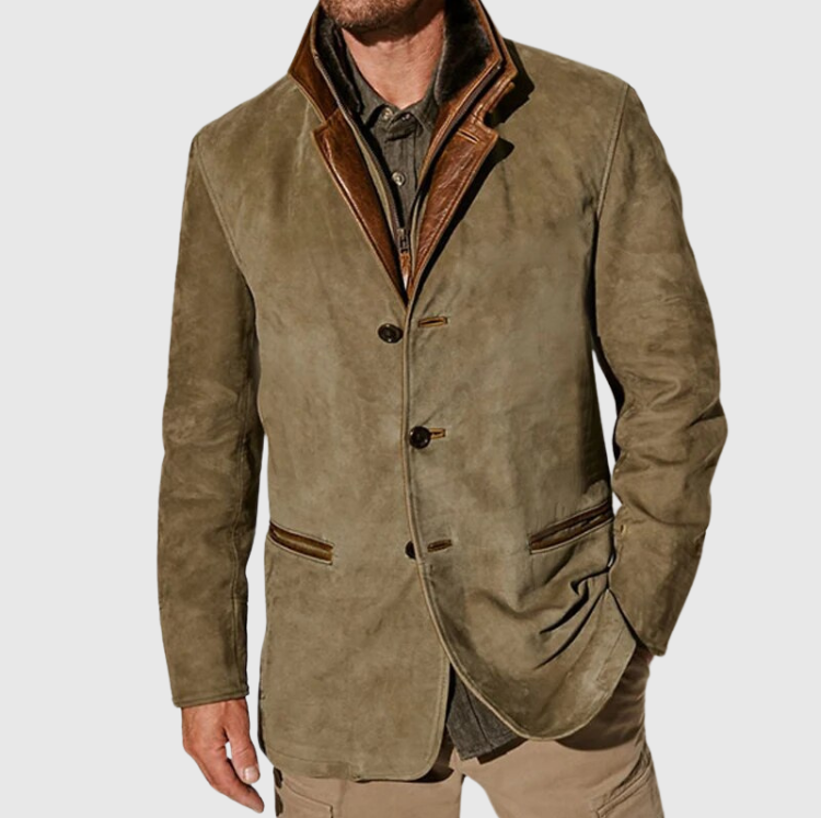 Vintage leren jas heren Mischa in khaki
