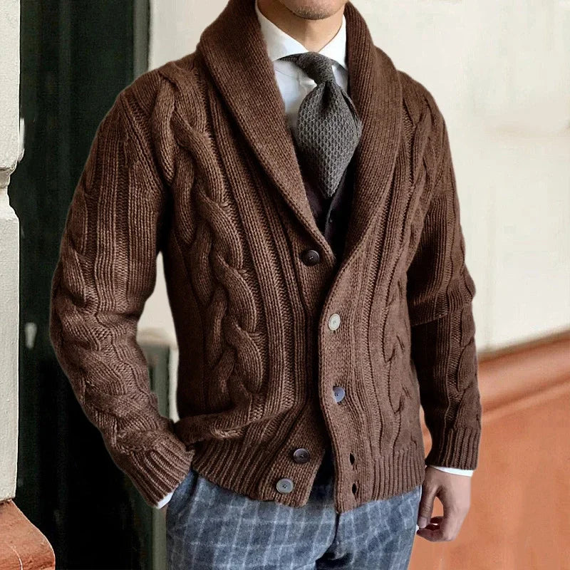 Vest Heren | Chunky Knit Cardigan | Kabelpatroon & Sjaalkraag Kleding