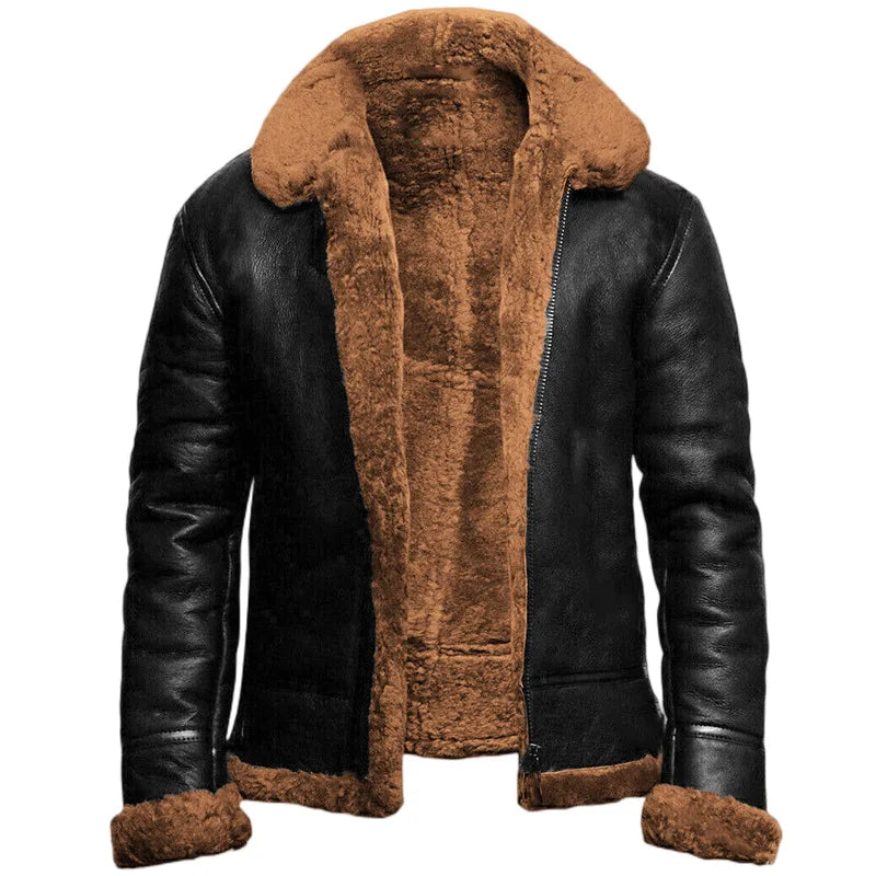 Elegante leren winterjas voor heren met tijdloze stijl en behaaglijke warmte | Jace