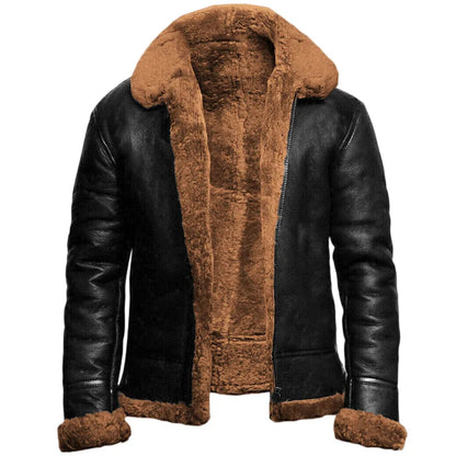 Elegante leren winterjas voor heren met tijdloze stijl en behaaglijke warmte | Jace