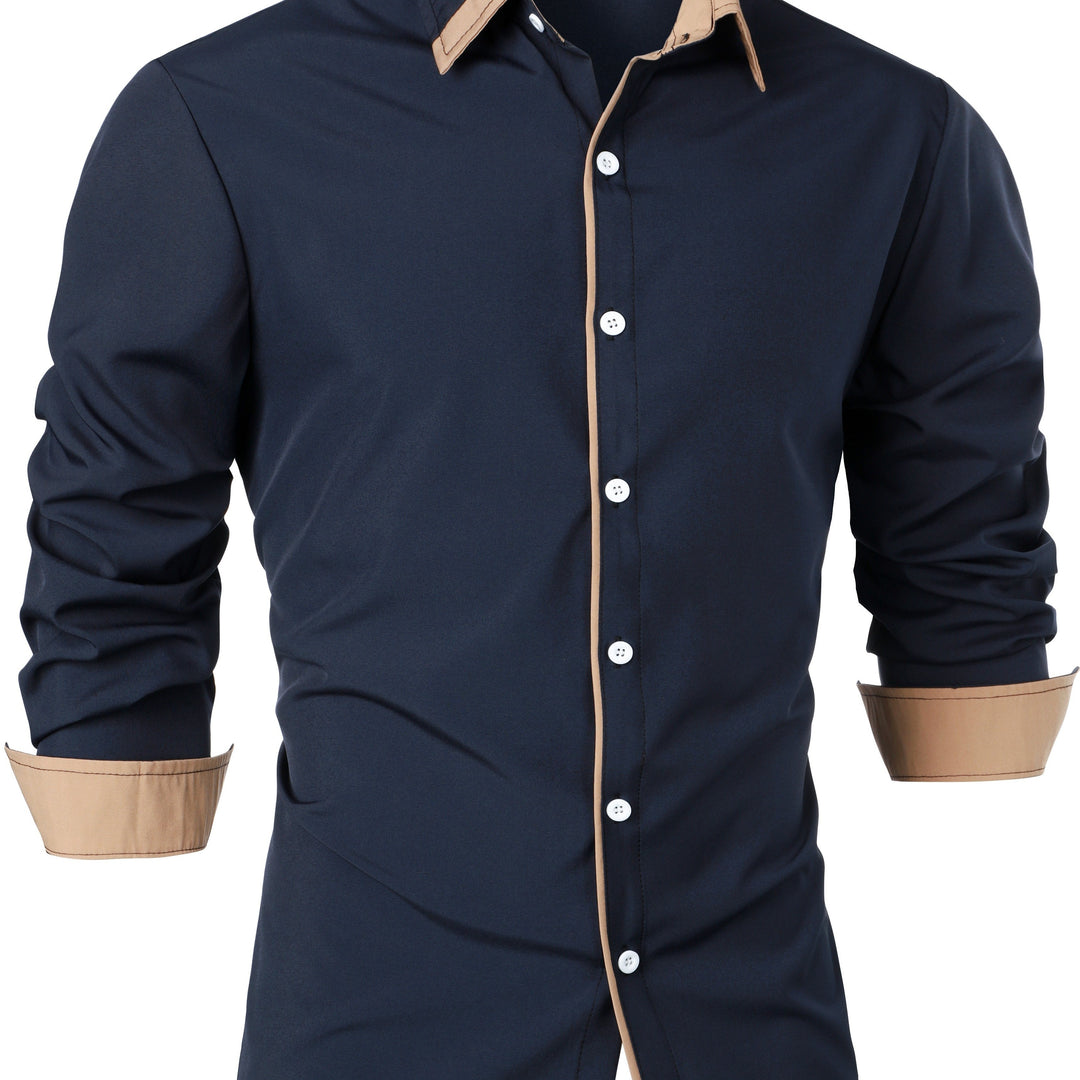 Casual heren overhemd lange mouwen in marine-blauw