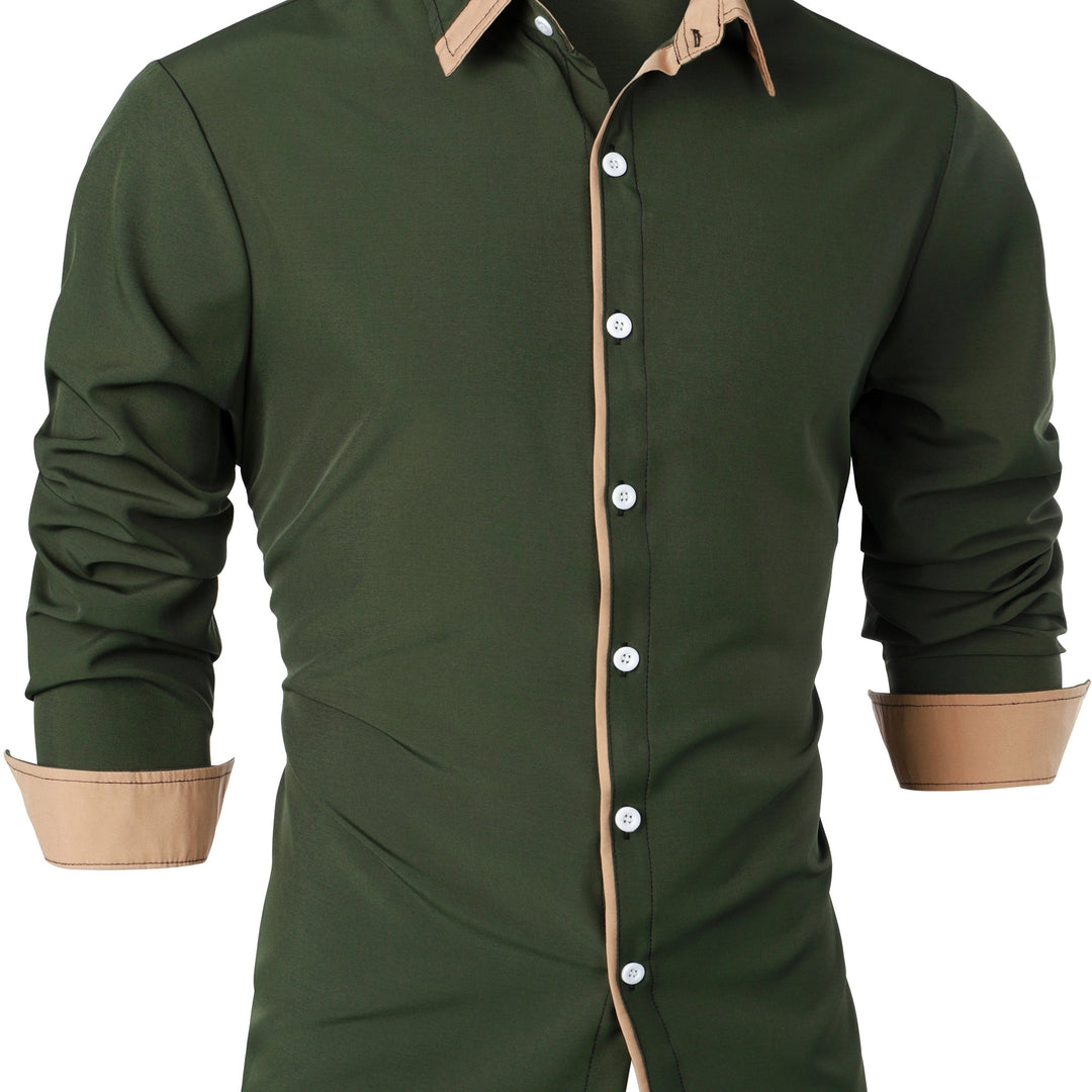 Casual heren overhemd lange mouwen in groen