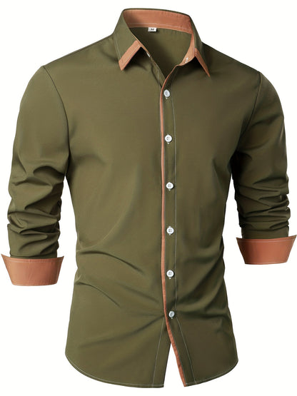 Casual heren overhemd lange mouwen in matcha