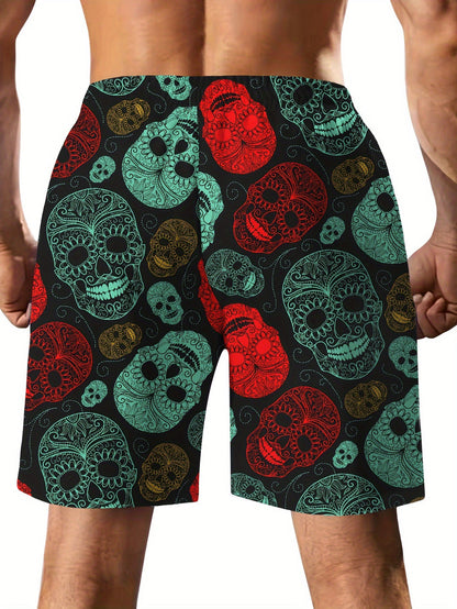 Heren Boardshort | Schedelprint in Etnische Stijl | Met Trekkoord & Zakken