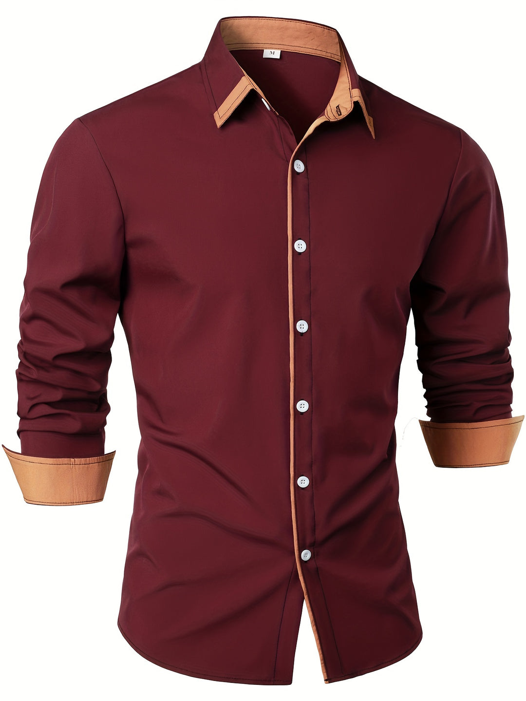 Casual heren overhemd lange mouwen in baksteen-rood