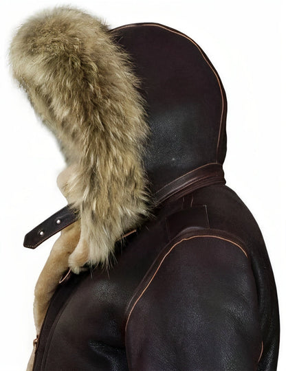 Elegante leren winterjas voor heren met ultieme warmte en tijdloze stijl | William