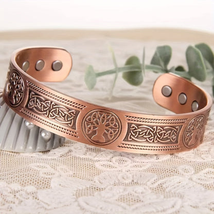 Heren Armband | Levensboomontwerp & magnetisch | Verstelbaar & symbolisch | Brons zinklegering