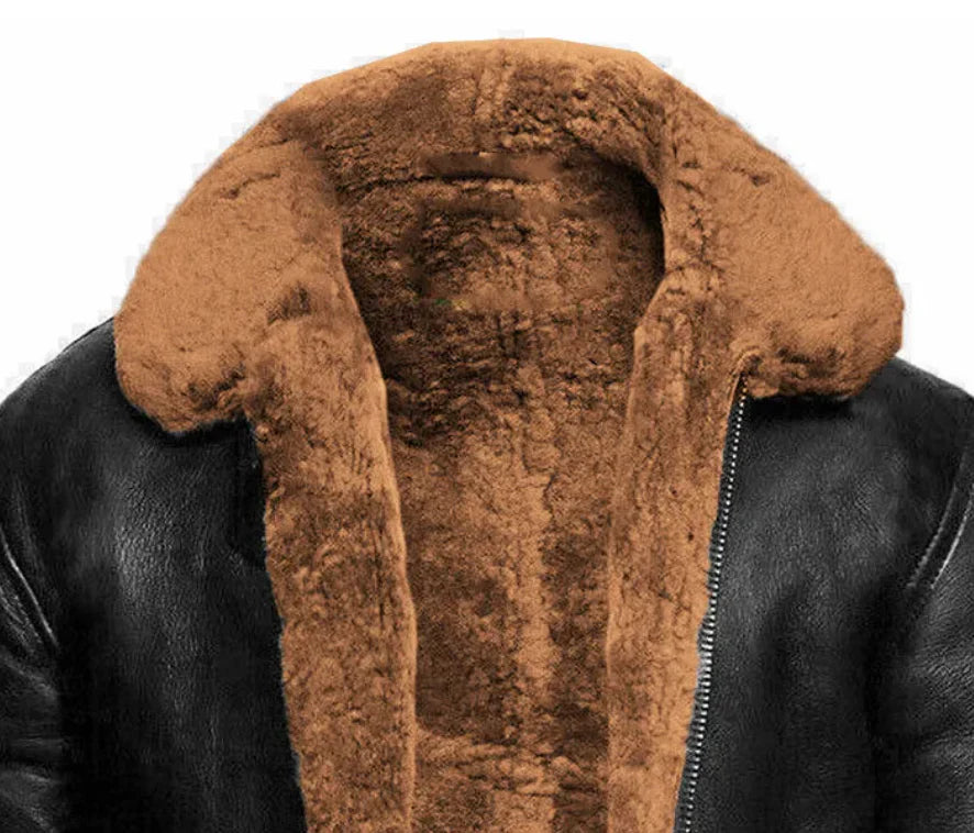 Elegante leren winterjas voor heren met tijdloze stijl en behaaglijke warmte | Jace