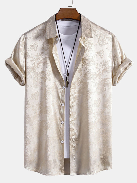 Satijnen heren overhemd in beige
