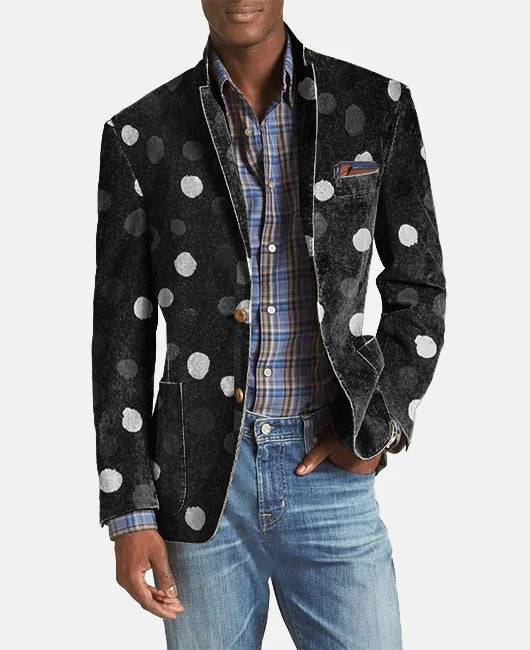 Heren blazer met motief in zwart
