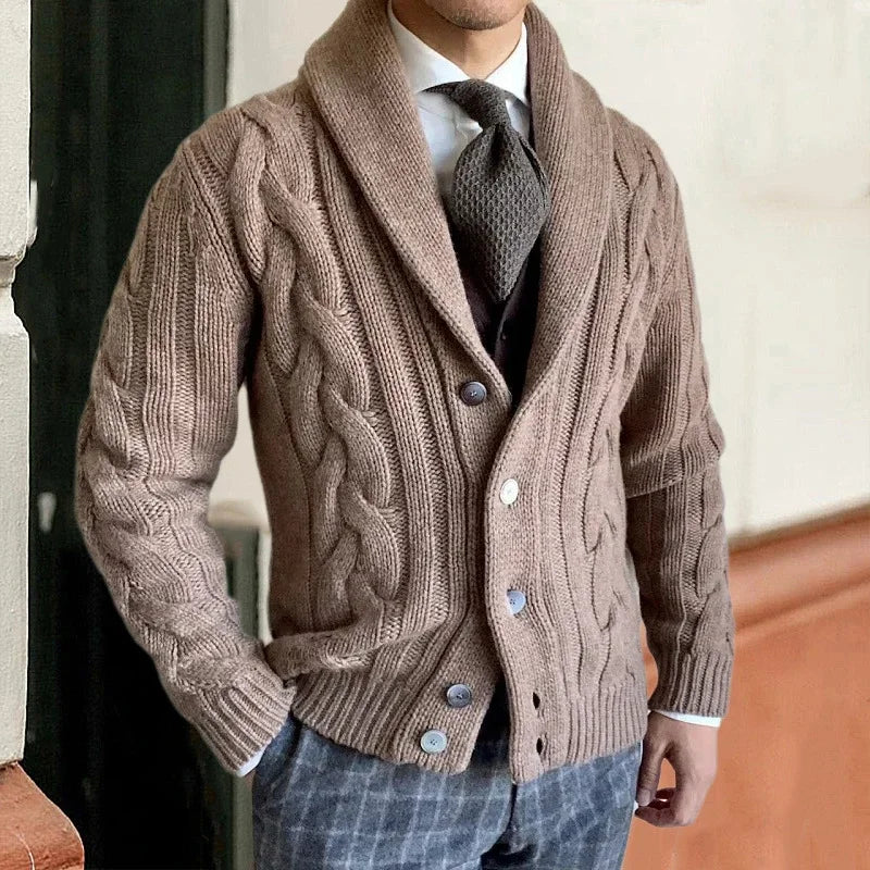 Vest Heren | Chunky Knit Cardigan | Kabelpatroon & Sjaalkraag Kleding