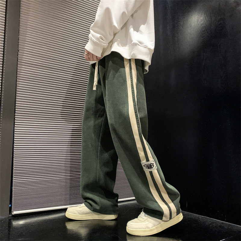 Wijde heren broek met strepen