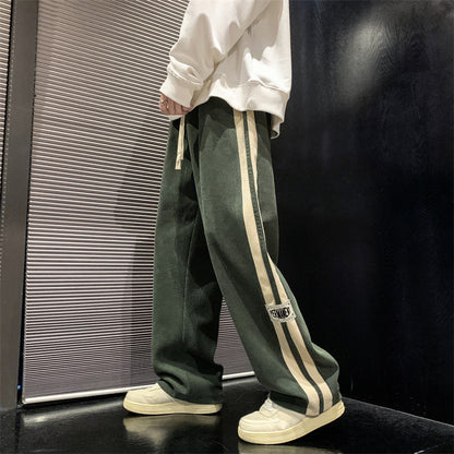 Wijde heren broek met strepen