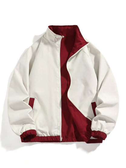 Heren Omkeerbare Jas | Stijlvol Gestreept Ontwerp | Comfortabel & Veelzijdig | Polyester