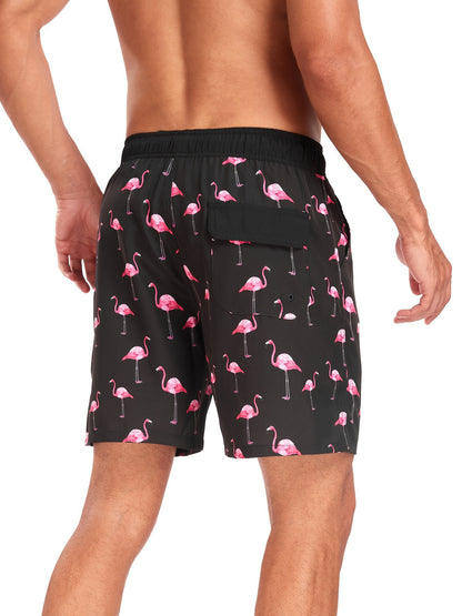 Heren zwembroek | Hawaiian & Flamingo Print | Sneldrogend & Met Koord
