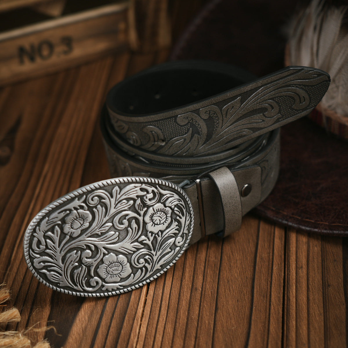 Western riem heren vegan leder in zwart