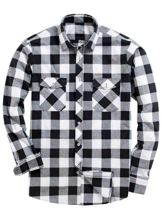 Heren Overhemd | Geruit Flanel | Dubbele Borstzak | Comfortabel Casual