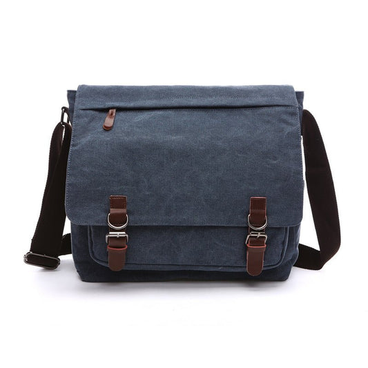 Stevige schoudertas heren in blauw