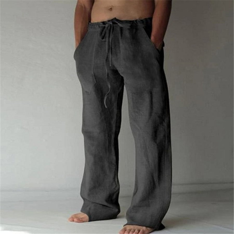 Linnen look pantalon heren in zwart