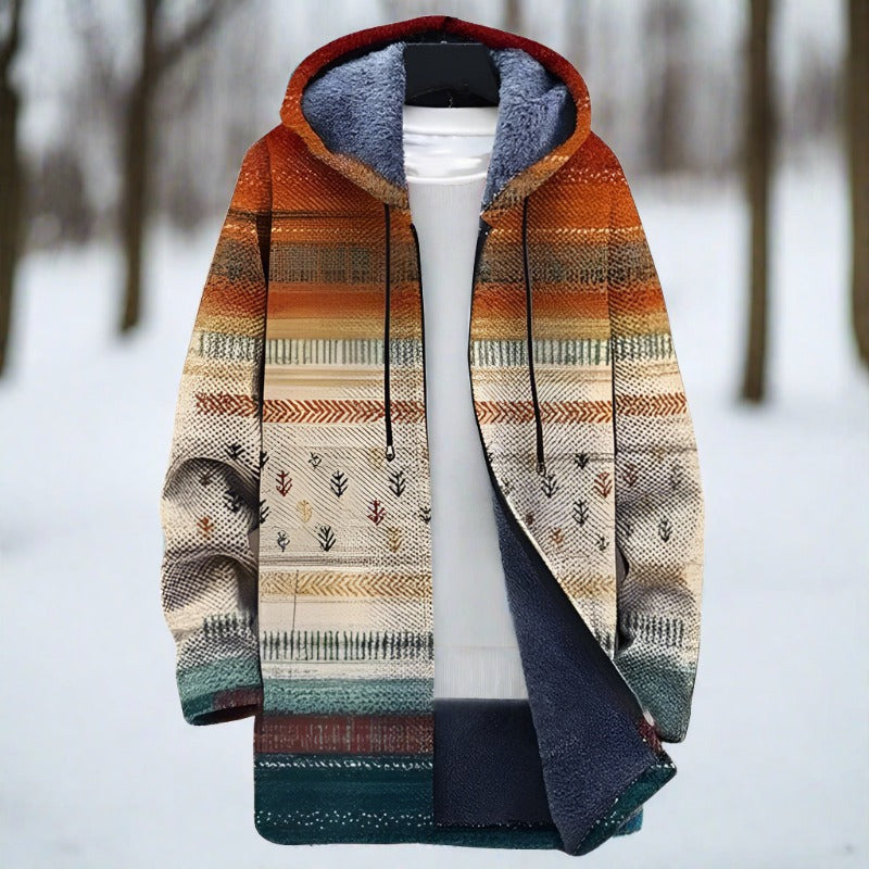 Comfortabele en stijlvolle winterjas voor heren met geometrische retro-kunst en klassieke charme | Fedde