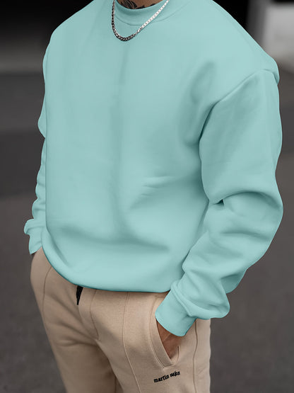 Truien Heren | Effen Kleur Sweatshirt |  Ronde Hals & Veelzijdige Stijl