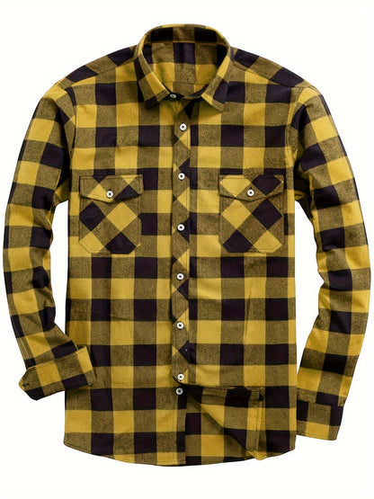 Heren Overhemd | Geruit Flanel | Dubbele Borstzak | Comfortabel Casual