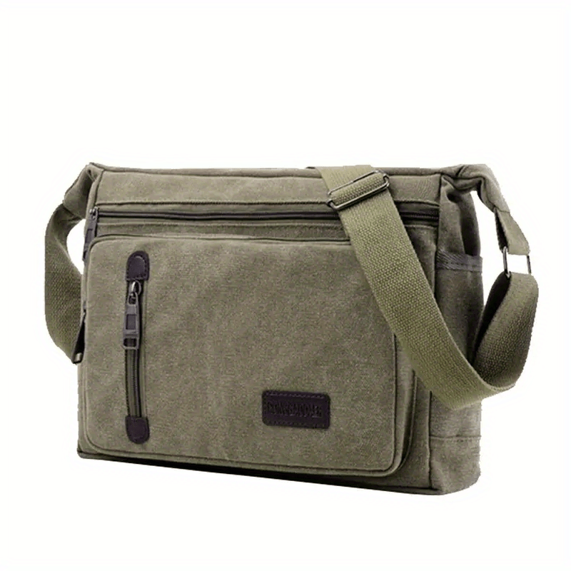 Vintage canvas schoudertas heren in groen