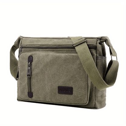 Vintage canvas schoudertas heren in groen