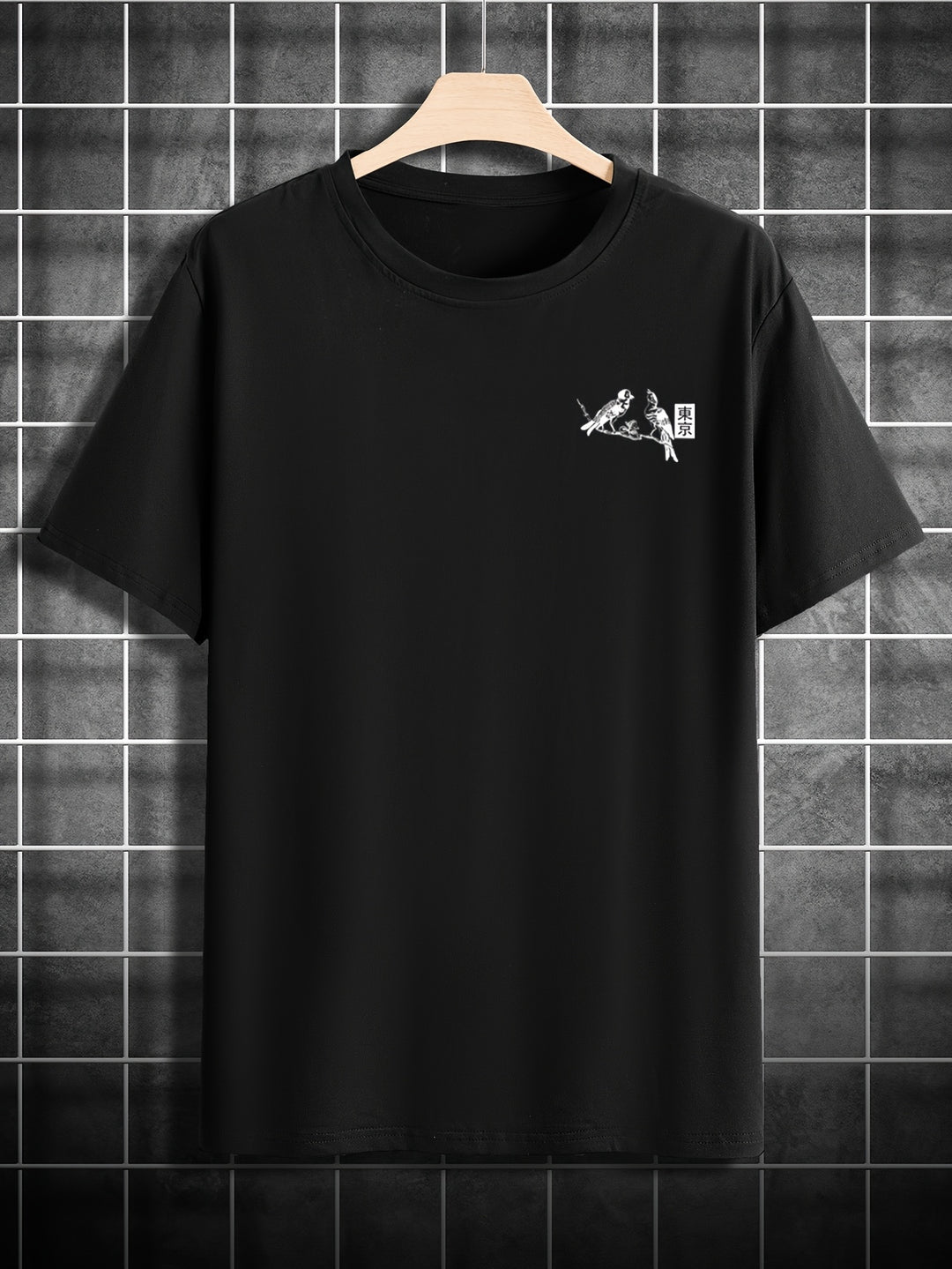 Heren T-shirt met bloemen- en vogelprint
