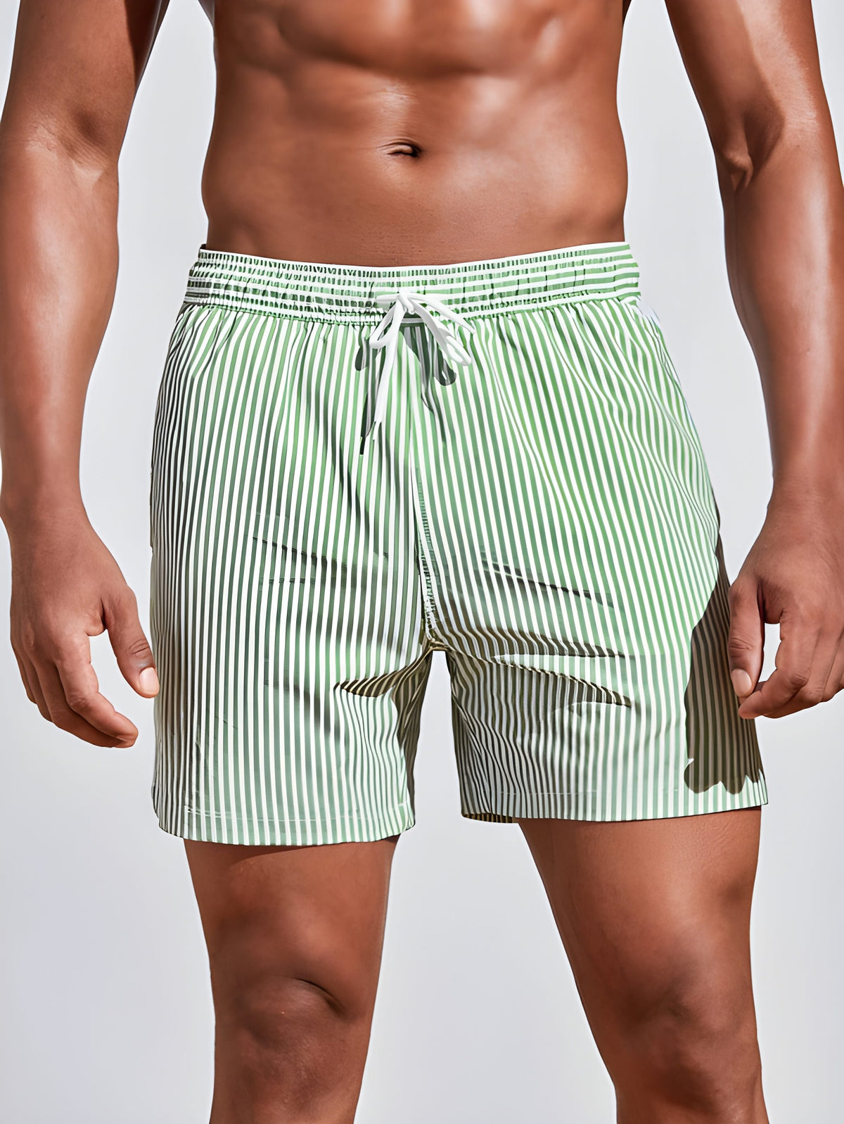 Gestreepte zwemshort heren in groen