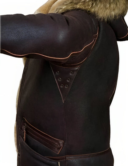 Elegante leren winterjas voor heren met ultieme warmte en tijdloze stijl | William