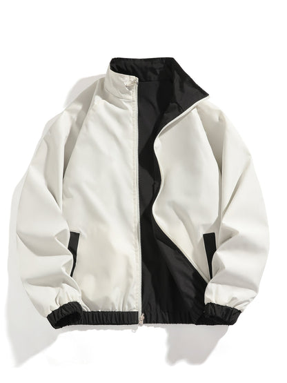 Heren Omkeerbare Jas | Stijlvol Gestreept Ontwerp | Comfortabel & Veelzijdig | Polyester