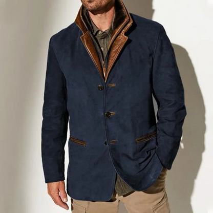 Vintage leren jas heren Mischa in blauw