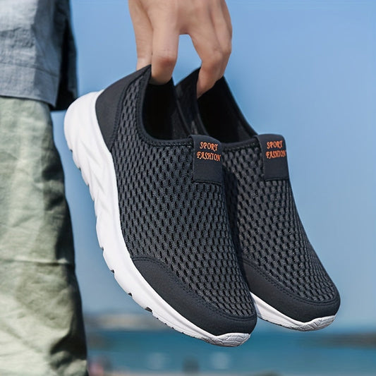 Slip-on mesh sneakers heren in blauw