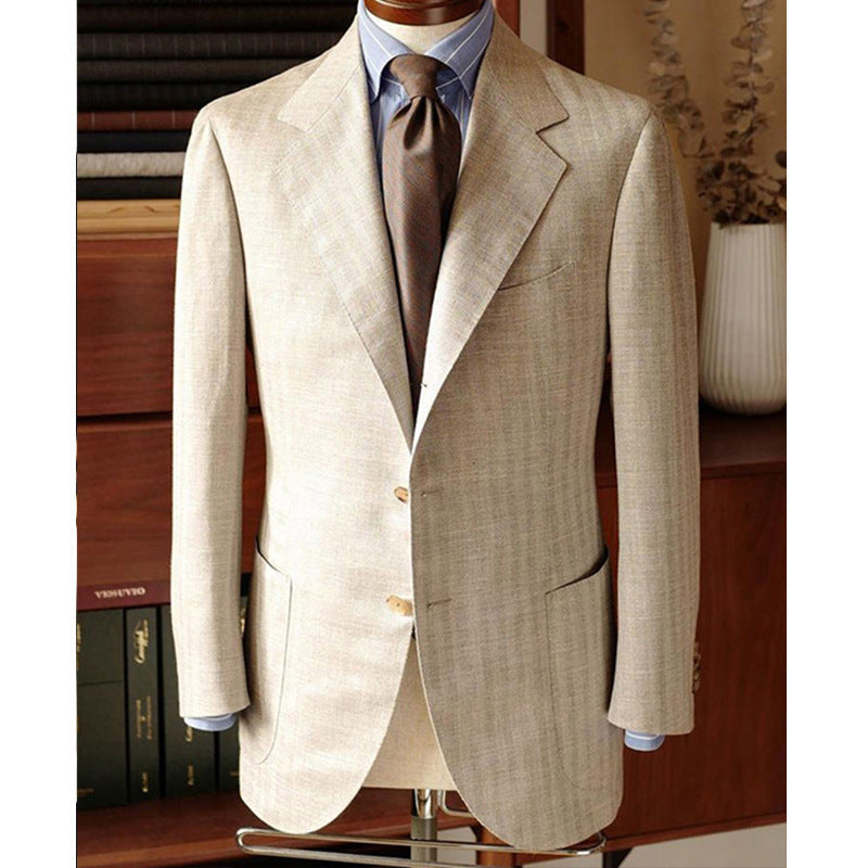 Heren blazer met motief in beige