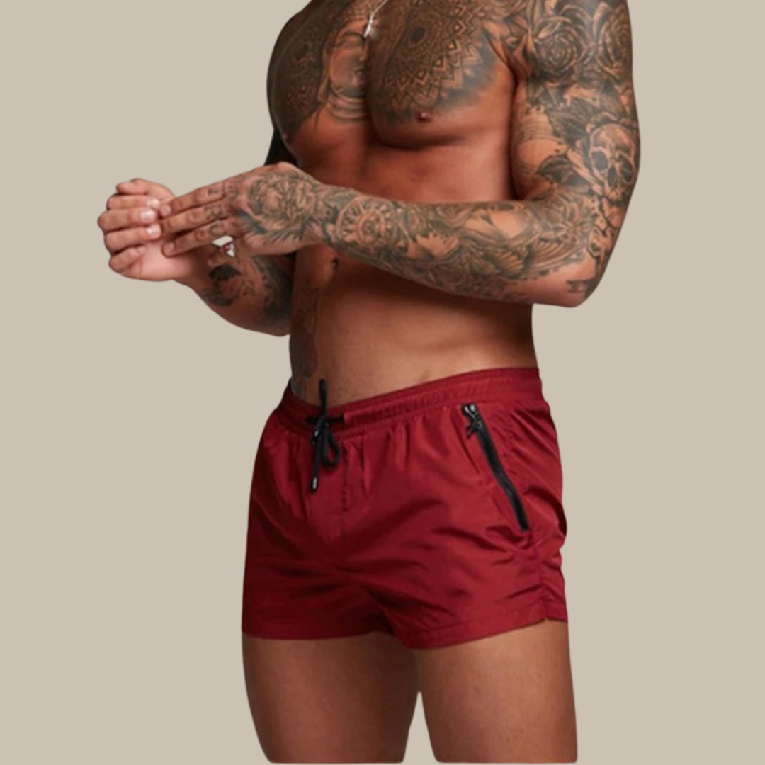 Stretch zwemshort heren in wijn-rood
