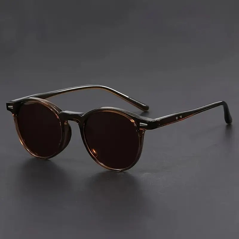 Ronde heren zonnebril tortoiseshell in bruin