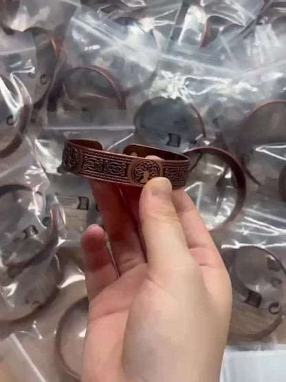 Heren Armband | Levensboomontwerp & magnetisch | Verstelbaar & symbolisch | Brons zinklegering