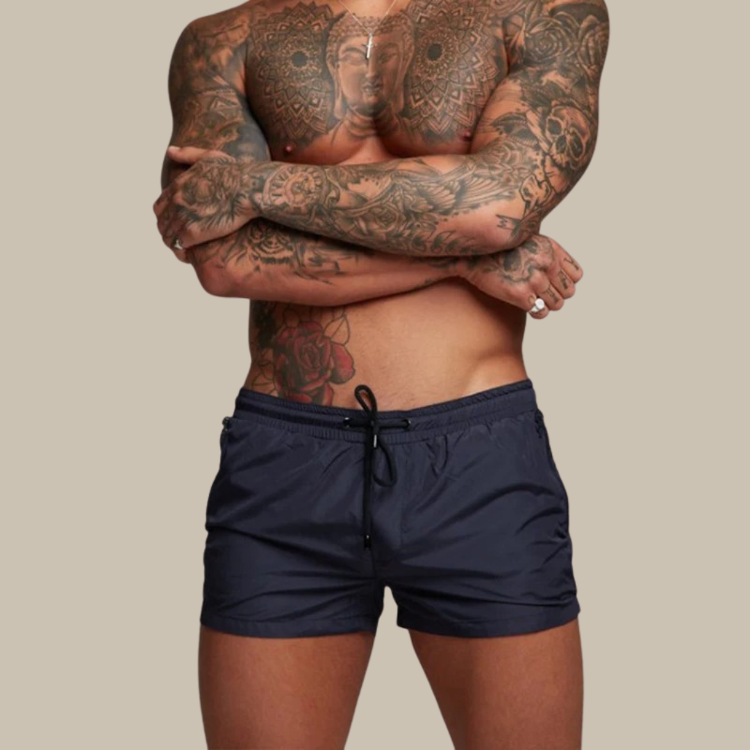 Stretch zwemshort heren in marine-blauw
