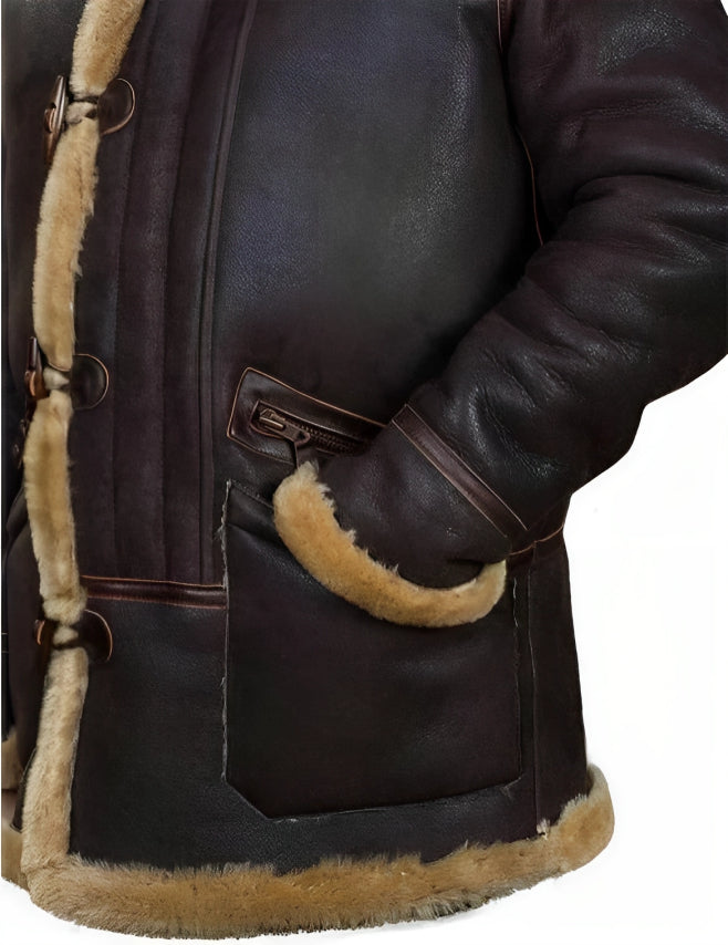 Elegante leren winterjas voor heren met ultieme warmte en tijdloze stijl | William